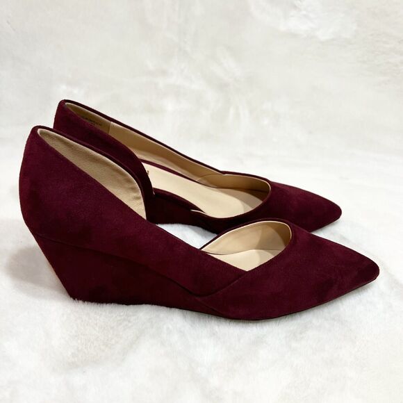 Kenneth Cole Reaction Wine Red Faux Suede Heels Wedge New Women’s Sz 6.5 - Picture 5 of 13